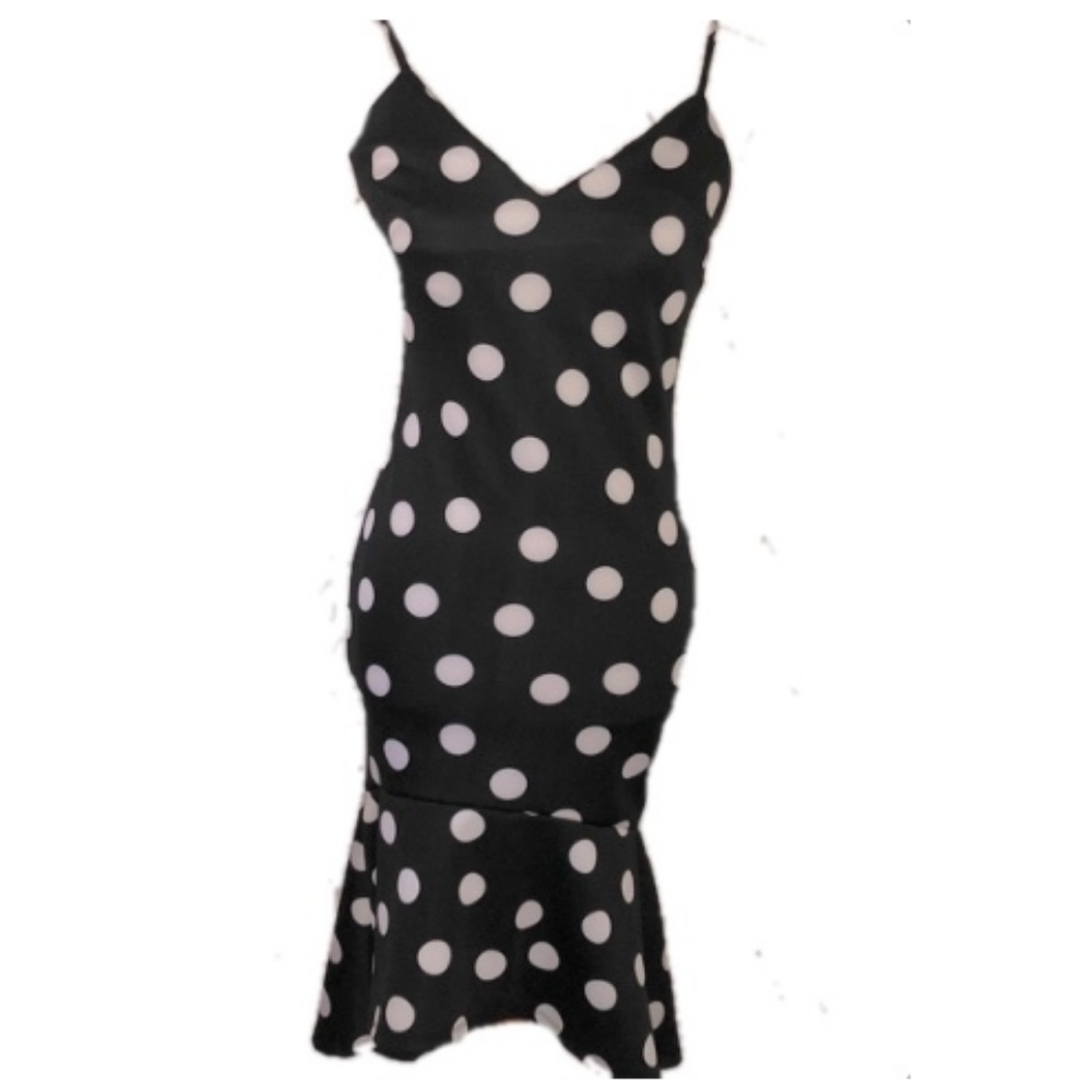 IRIS Black & White Polka Dot Strap Dress